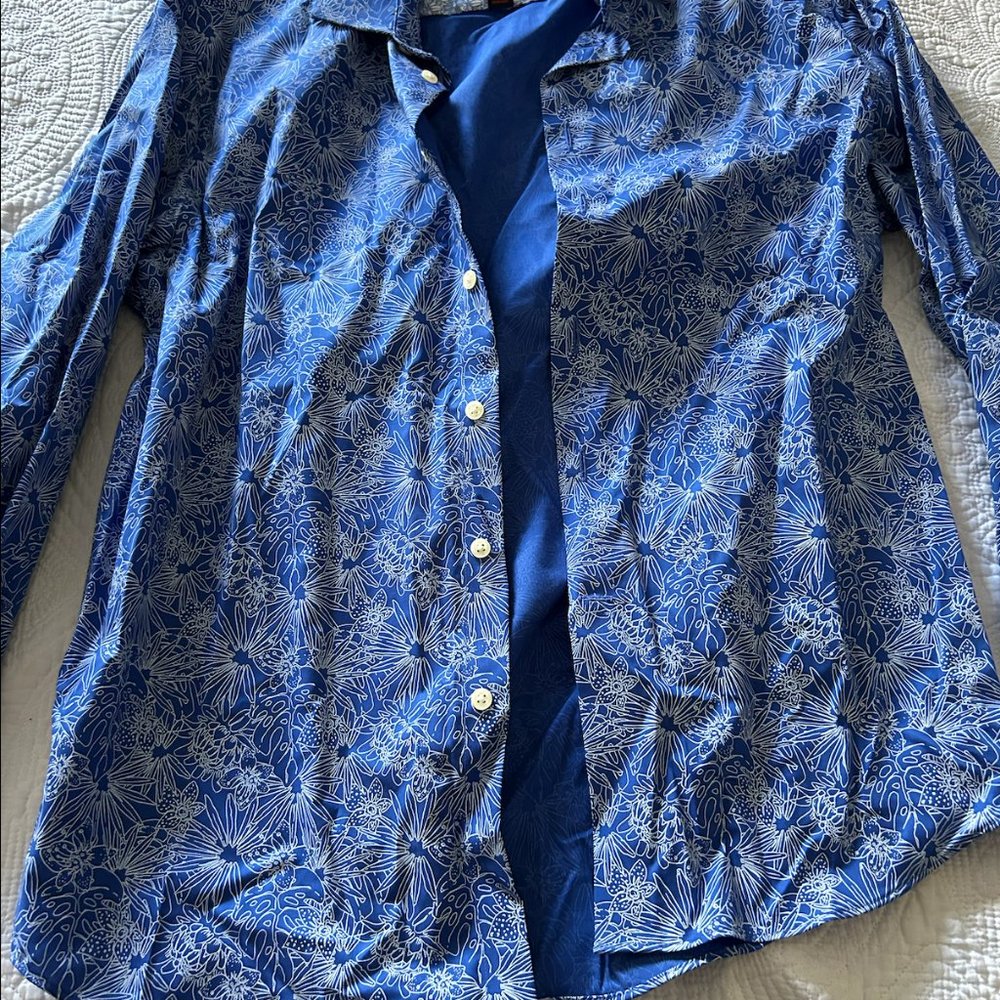 Egara Mens Blue Dress Shirt Large